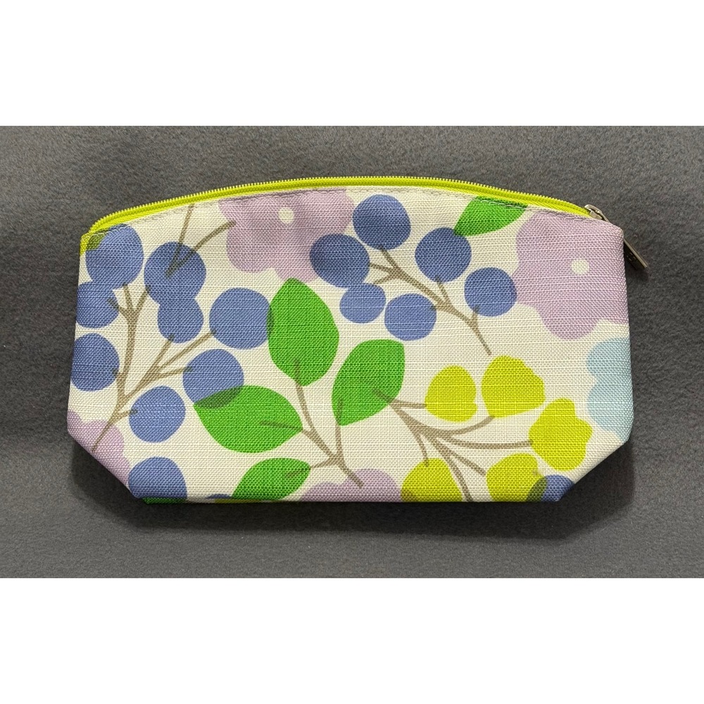 Clinique Floral Cosmetic Bag Canvas Zip Makeup Pouch botanical travel beauty